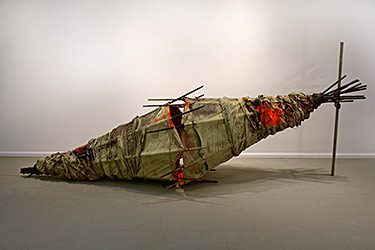 Large mixed-media installation on display
