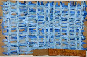 Textured blue and brown abstract artwork