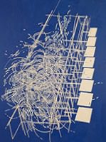 Abstract white lines on blue background